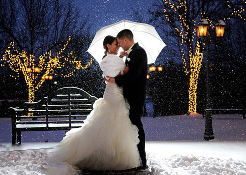 Romantyczna sesja ślubna zimą